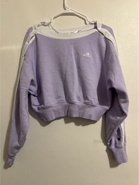 Champion Crop Sweater Boat neck Snap sleeves